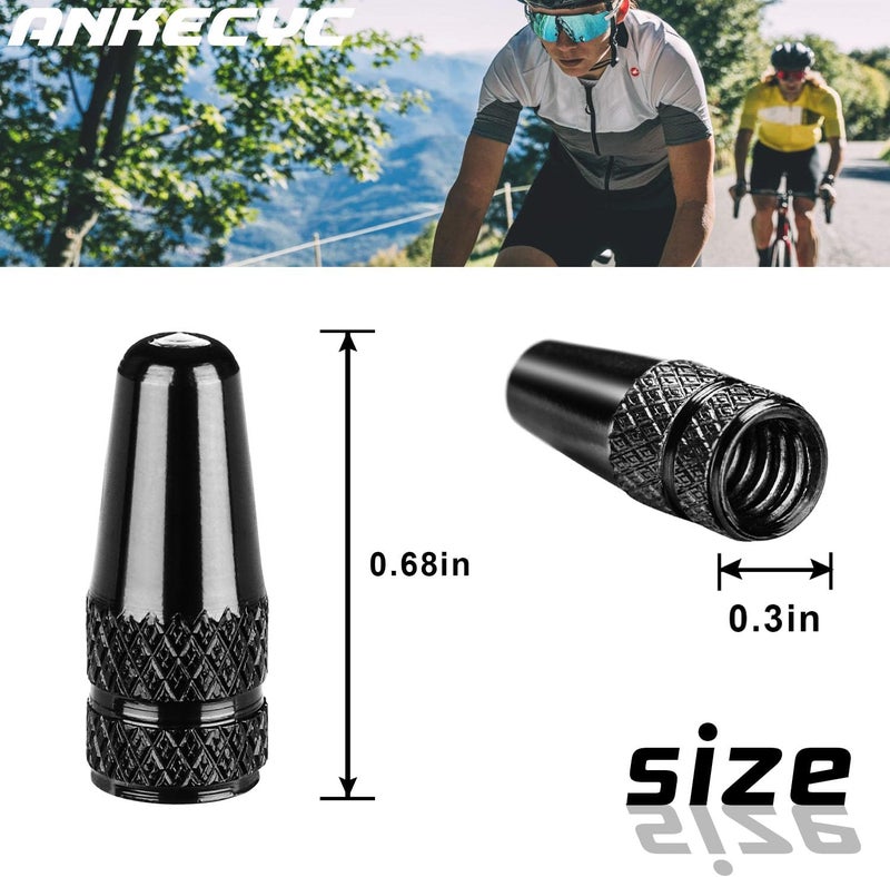 ANKECYC Aluminum Bike Presta Valve Caps Black for Bike Tire Valve Stem Covers Fit Presta/French Valves on MTB, Mountain Bike, Cycling Road Bike, Hybrid Bike, Bicycle (4 Pack) - Image 2
